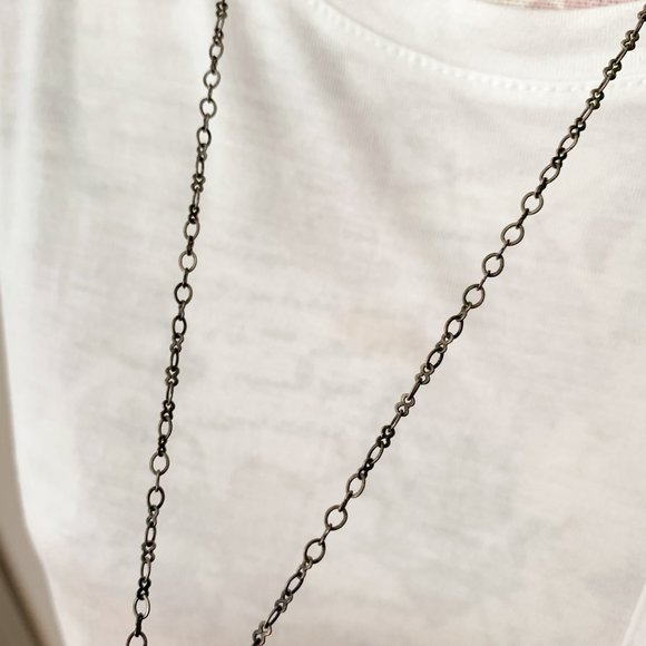 Vintage Handmade Pewter Metal Chain Red Lucite Apple Necklace Teacher Snow White - Picture 3 of 3